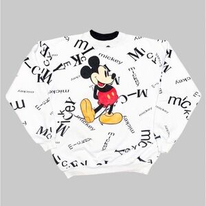 Mickey Mouse AOP Spellout Vtg 1990s Disney Wear Sweatshirt Size (M)